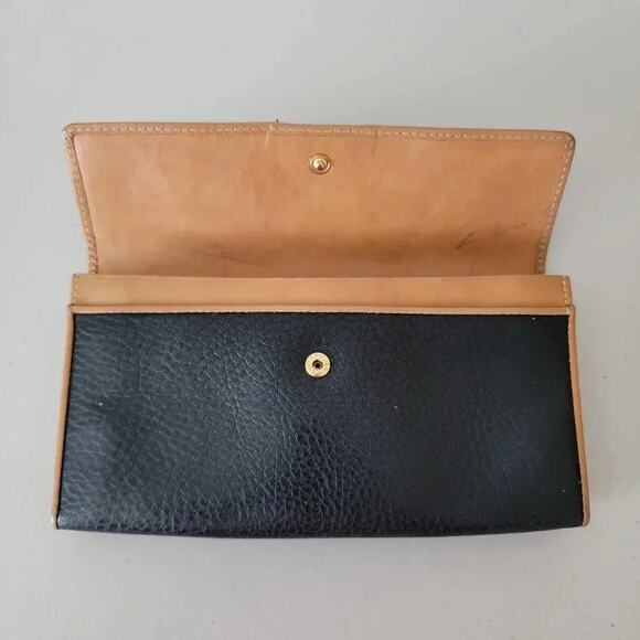 La Tour Eiffel 1887 Genuine Leather Wallet Womens Two Tone Black Camel Snap - Picture 6 of 10